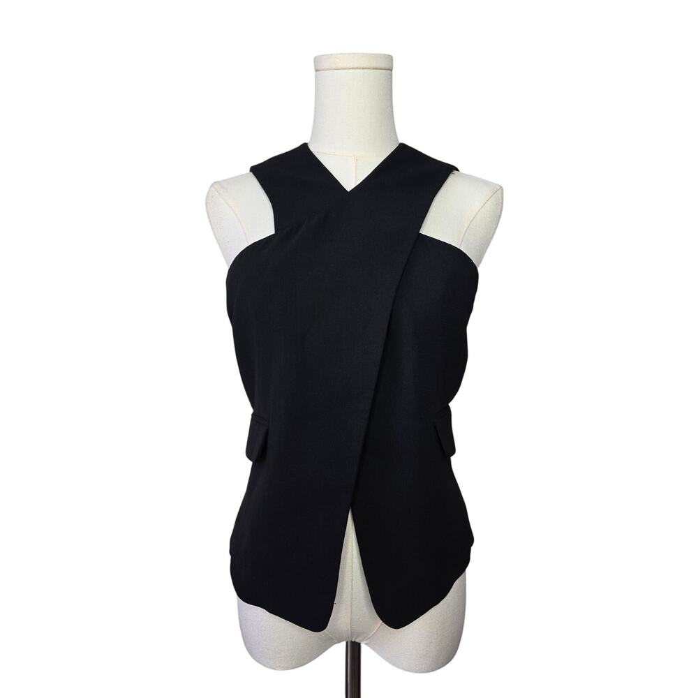 OPENING CEREMONY Vintage Black Front Criss-Cross Vest with Pockets